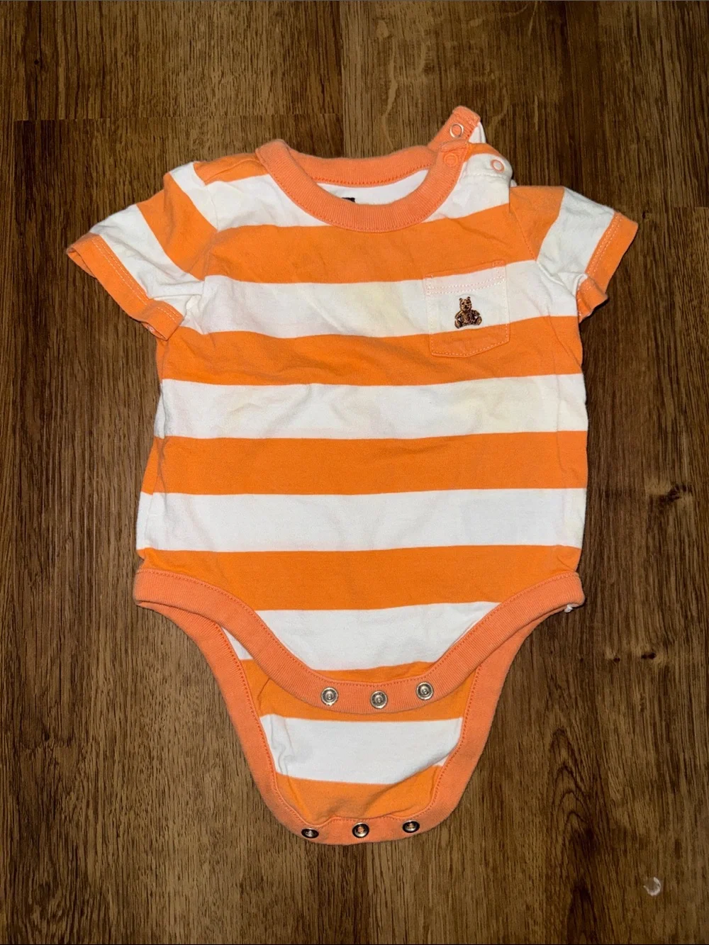 Striped Orange & White Baby GAP One-Piece Bodysuit